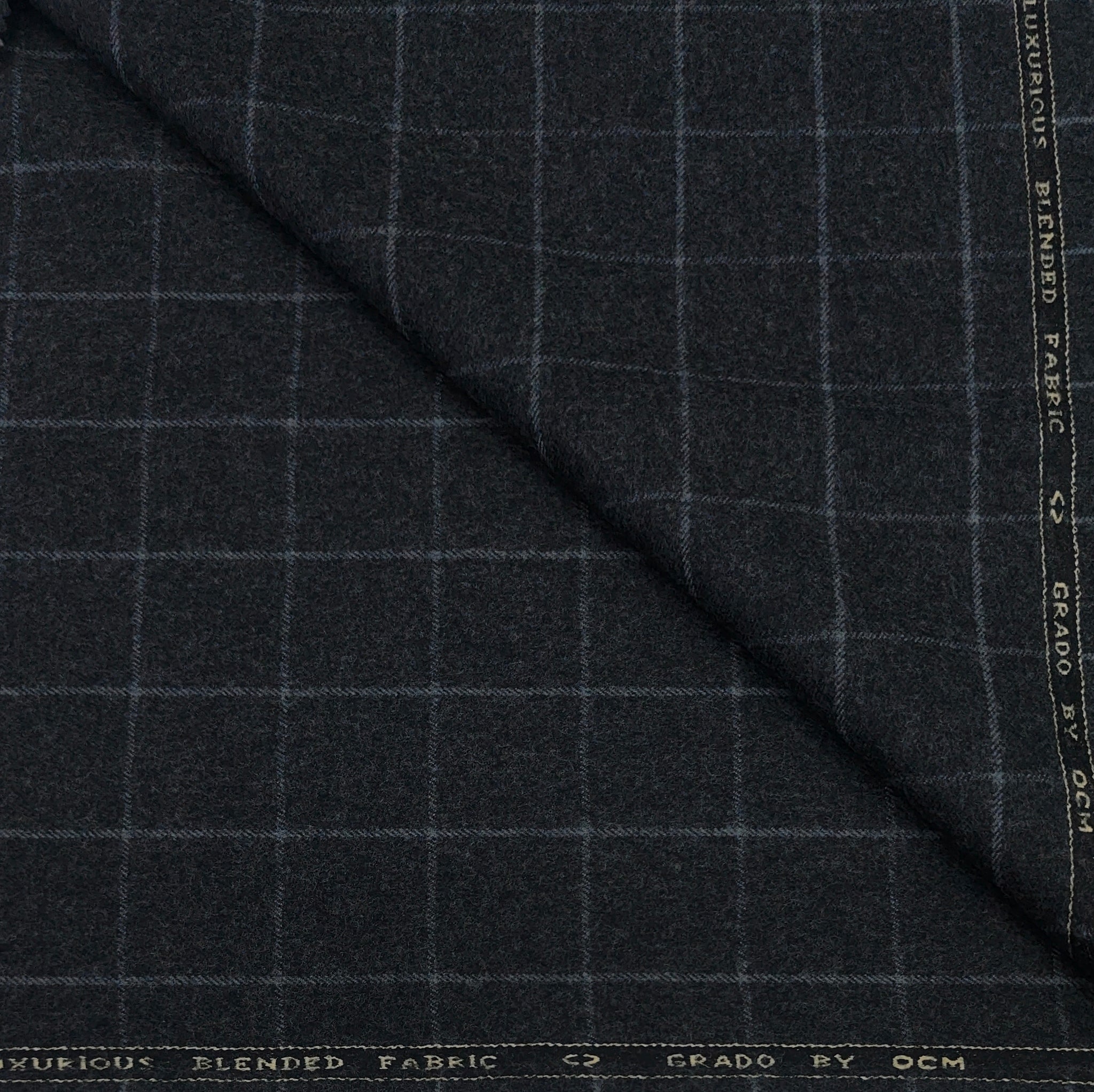 Tweed Blazer Fabric OCM Wool Blended Broad Check Colour Grey